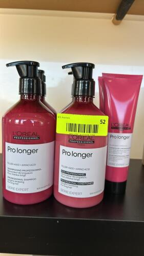 (6) NEW LOREAL PROFESSIONAL PROLONGER SHAMPOO, CONDITIONER AND CREAM