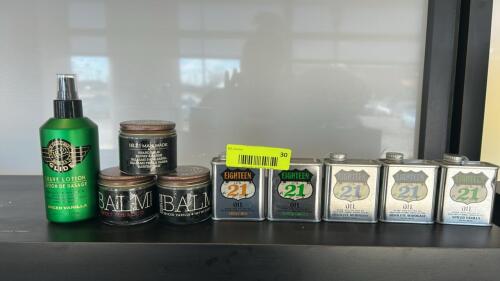 (9) NEW 18.21 MEN'S BEARD PRODUCTS INCLUDING BALM, OIL AND SHAVE LOTION