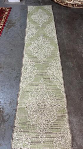 (1) MONACO GREEN AND BEIGE OUT DOOR RUG