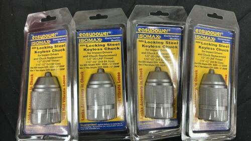 (4) EZ POWER LOCKING STEEL KEYLESS CHUCK FOR IMPACT DRIVERS AND CHUCK REPLACEMENT