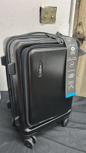(1) NEW 2-PCS BLACK HARD CARRY ON WEEKENDER LUGGAGE SET WITH COMBO LOCK