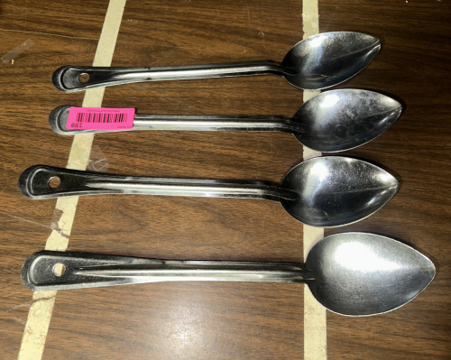 (4) STAINLESS SERVING SPOONS.