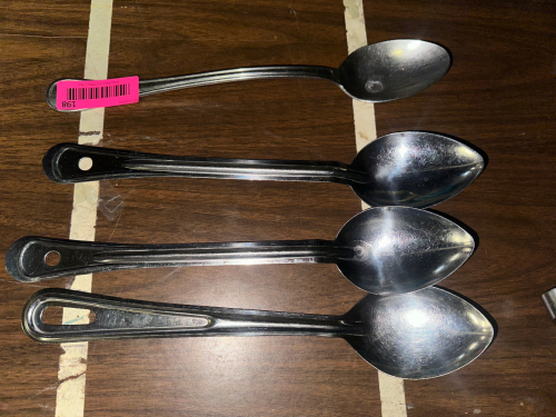 (4) STAINLESS SERVING SPOONS.
