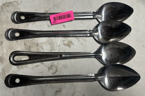 (4) STAINLESS SERVING SPOONS.