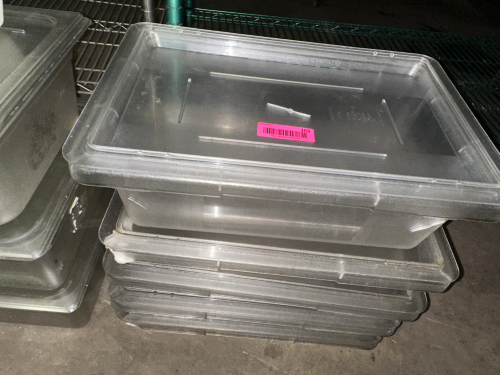 (4) 3 GALLON PLASTIC INSERTS W/ LIDS.