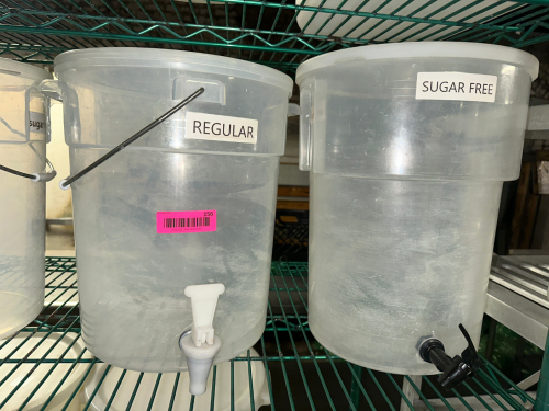 (2) 20 QT PLASTIC CONTAINERS W/ NOZZLES.