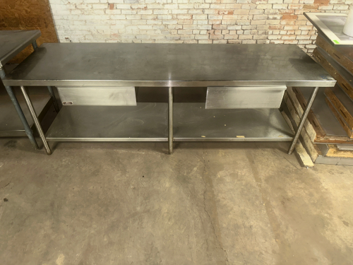 8' X 30" ALL STAINLESS TABLE W/ (2) DRAWERS