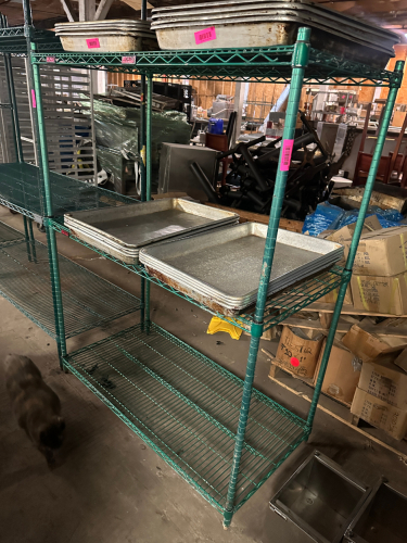 48" X 24" THREE TIER COATED WIRE SHELF.
