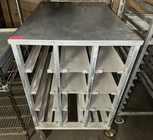36" X 24" ROLL ABOUT #10 CAN CART W/ WORK TOP. ( ALUMINUM )