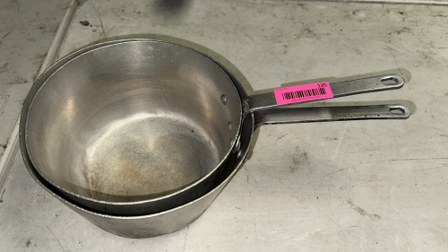 (2) ASSORTED SAUCE POTS W/ HANDLES.