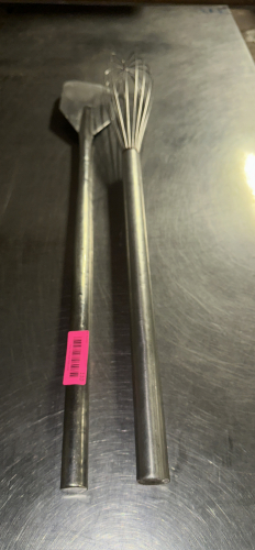 (2) STAINLESS KETTLE UTENSILS.