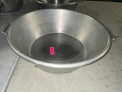2-" STAINLESS STEEL MIXING BOWL WITH SIDE HANDLES.
