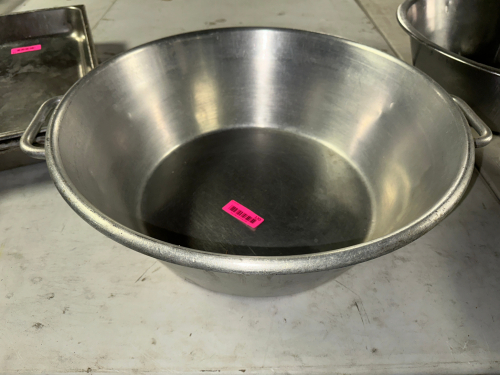 2-" STAINLESS STEEL MIXING BOWL WITH SIDE HANDLES.
