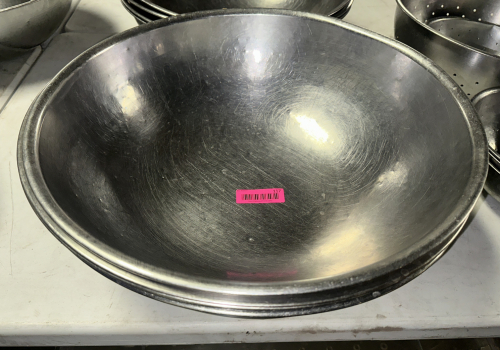 (4) 18" STAINLESS MIXING BOWLS.