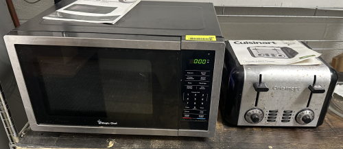 MICROWAVE AND TWO GROUP TOASTER.