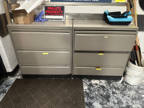 (2) THREE DRAWER METAL LATERAL FILE CABINET