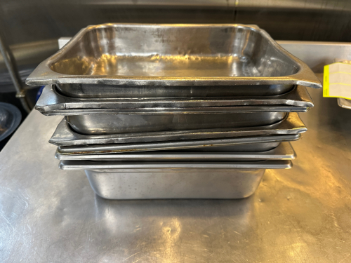 (7) HALF SIZE STAINLESS INSERTS