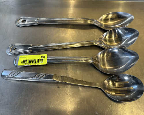 (4) STAINLESS SERVING SPOONS