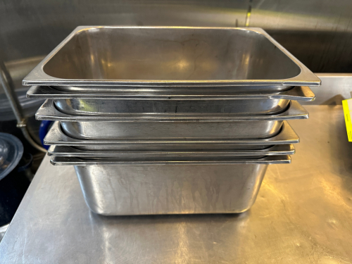 (6) HALF SIZE STAINLESS INSERTS