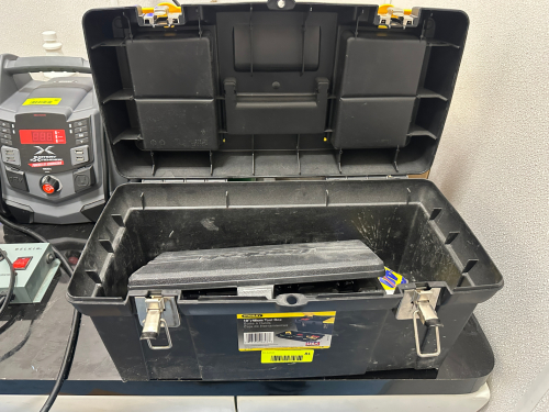 TOOL BOX W/ CONTENTS - ASSORTED HAND TOOLS.