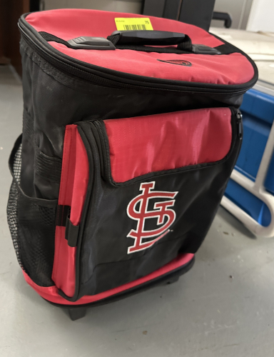 RED AND BLACK CANVAS STL CARDINALS COOLER BAG.