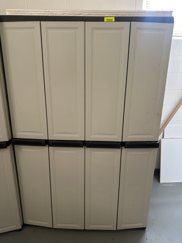 KETER 48" TWO DOOR / FOLDING DOOR PLASTIC STORAGE CABINET.