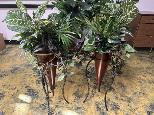 (2) FAUX PLANTERS W/ STANDS
