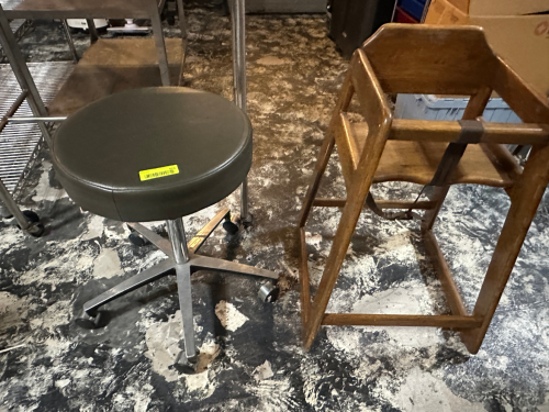 MEDICAL STOOL AND WOODEN HIGH CHAIR