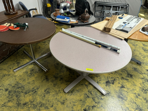 (4) ASSORTED 36" ROUND COMPOSITE TABLES.