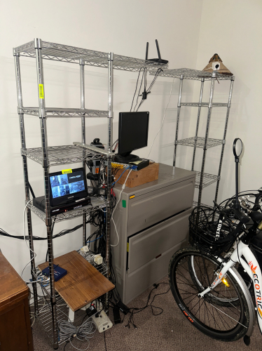 (2) 12" X 12" WIRE SHELVING UNITS W/ 12" FLARE AT TOP. FORM ARCHED SHELVING SECTION.