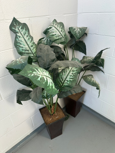 (2) FAUX PLANTERS W/ POTS