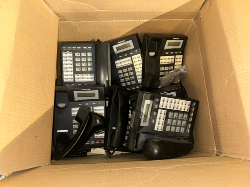 (1) BOX OF OFFICE PHONES.