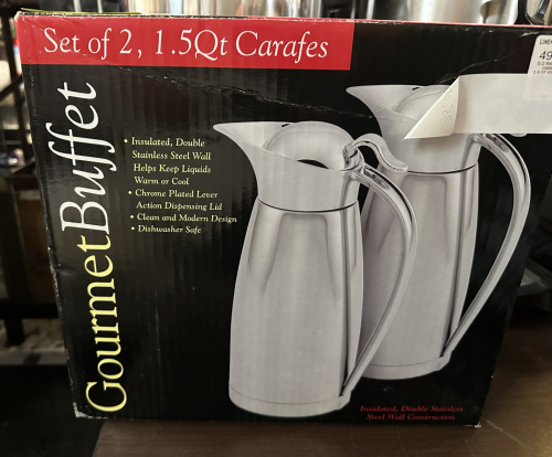 BOX OF (2) 1.5 QT STAINLESS PITCHERS
