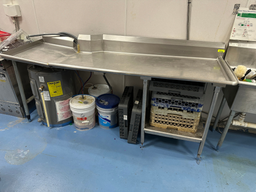 60" RIGHT SIDE STAINLESS CLEAN TABLE AND 24" LEFT SIDE CLEAN TABLE.
