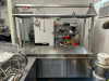 8' X 3' STAINLESS COUNTER / CABINET W/ RISER RACK.