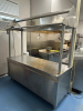 8' X 3' STAINLESS COUNTER / CABINET W/ RISER RACK. - 2