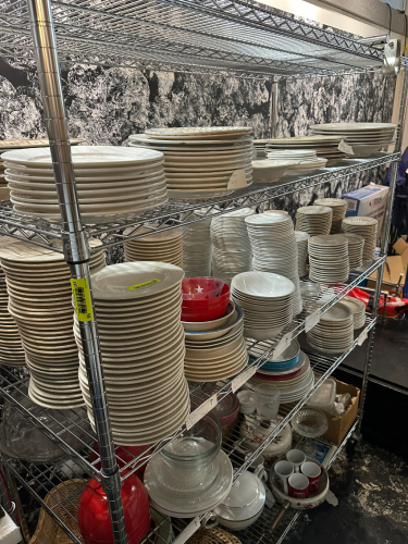 CONTENTS OF SHELF -LARGE LOT OF ASSORTED PLATES.