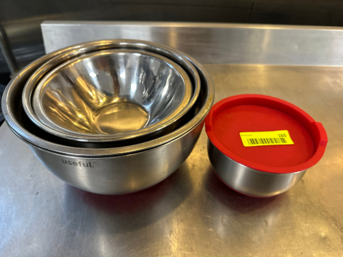 (5) ASSORTED STAINLESS MIXING BOWLS