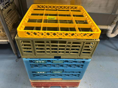 (5) ASSORTED GLASS RACKS