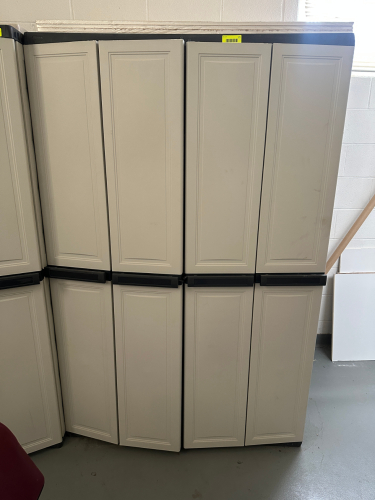 KETER 48" TWO DOOR / FOLDING DOOR PLASTIC STORAGE CABINET.