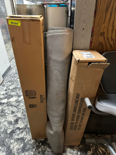 (3) ASSORTED GREY AND BLACK TRAFFIC MATS.