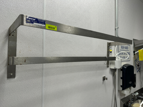 UNIVERSAL 48" TWO TIER WALL MOUNTED POT RACK.
