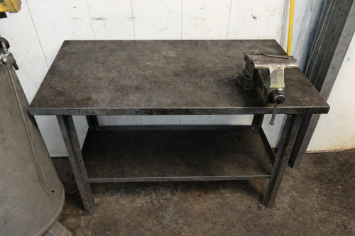 48"METAL SHOP TABLE W/ MOUNTED VICE.