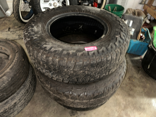 (4) ASSORTED USED TRUCK TIRES.