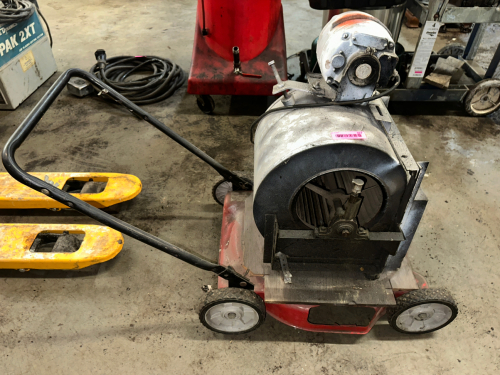 GAS POWERED LAWN MOWER CONVERTED INTO A BLOW FAN.