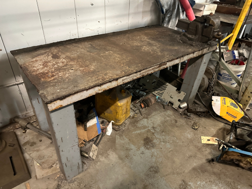 60"METAL SHOP TABLE W/ MOUNTED VICE.