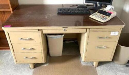 55" X 30" METAL FRAMED OFFICE DESK (CONTENTS NOT INCLUDED)