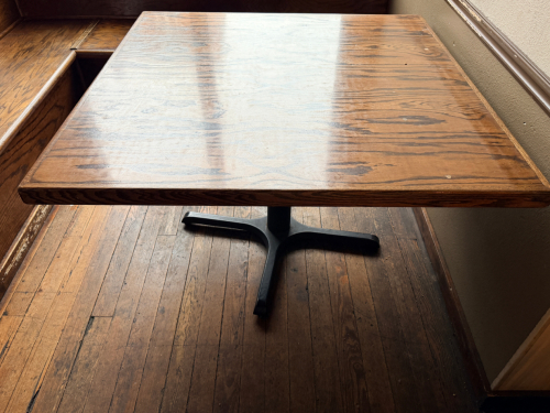 48" X 48" HARDWOOD TABLE W/ BASE