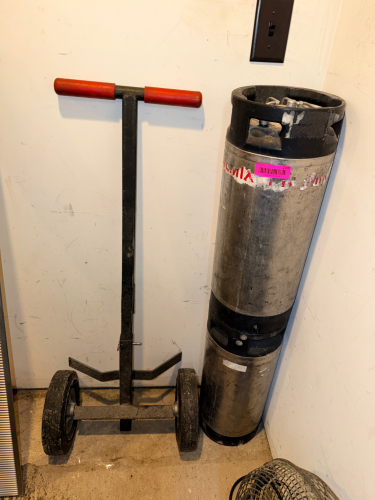 1/4 BARREL DOLLY AND (2) EMPTY KEGS