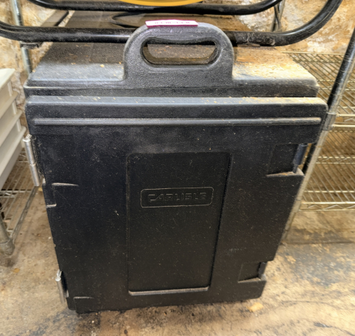INSULATED BLACK PLASTIC CATERING BOX.